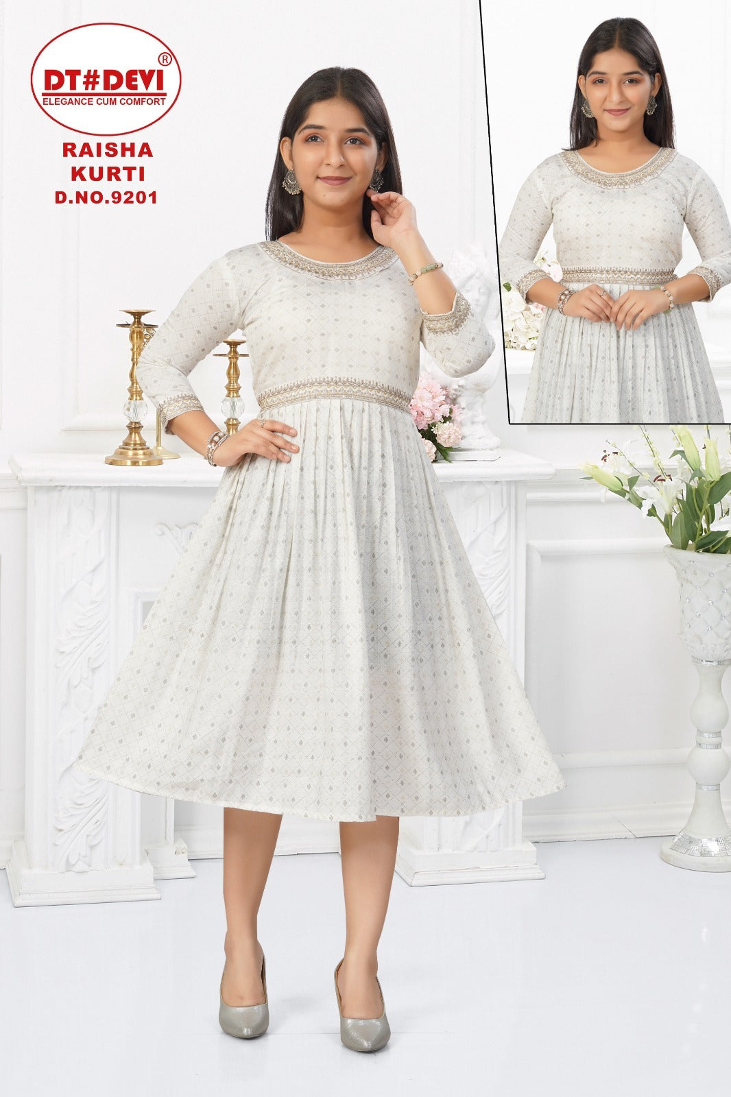 Raisha Dn 9201 Dt Devi Vetican Girls Anarkali Kurti Supplier