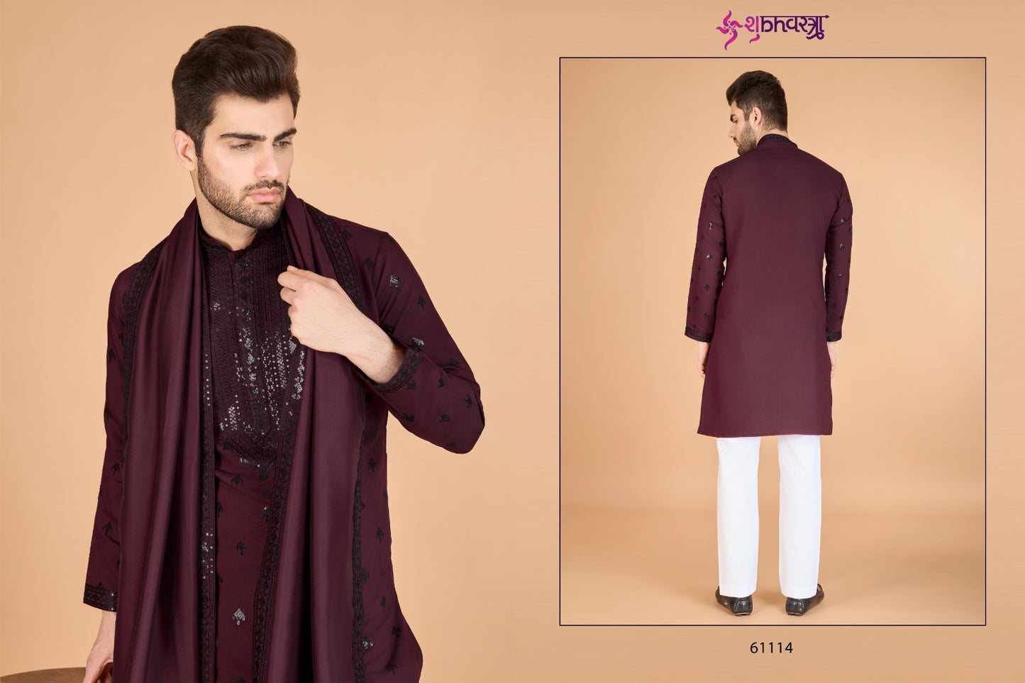 Raj Embroidered With Dupatta Shubhvastra Viscose Silk Mens Kurta Exporter Ahmedabad