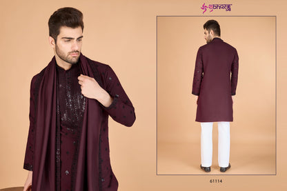 Raj Embroidered With Dupatta Shubhvastra Viscose Silk Mens Kurta Exporter Ahmedabad