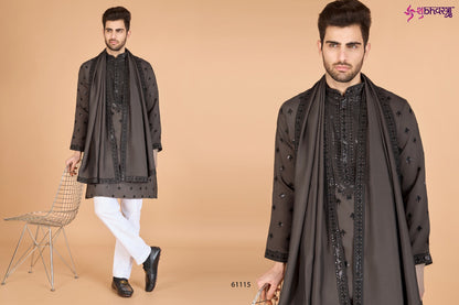 Raj Embroidered With Dupatta Shubhvastra Viscose Silk Mens Kurta Exporter Ahmedabad