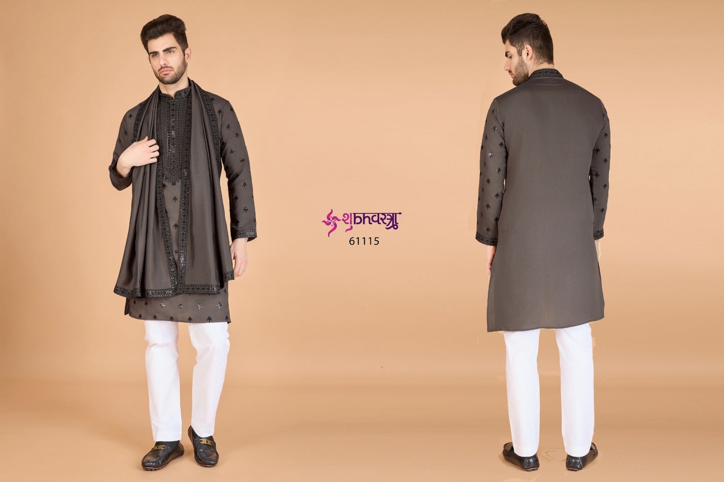 Raj Embroidered With Dupatta Shubhvastra Viscose Silk Mens Kurta Exporter Ahmedabad