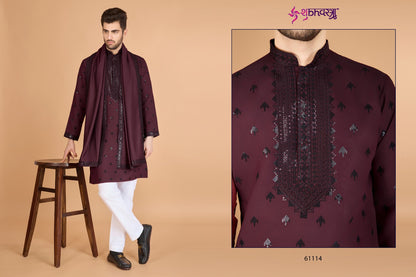 Raj Embroidered With Dupatta Shubhvastra Viscose Silk Mens Kurta Exporter Ahmedabad