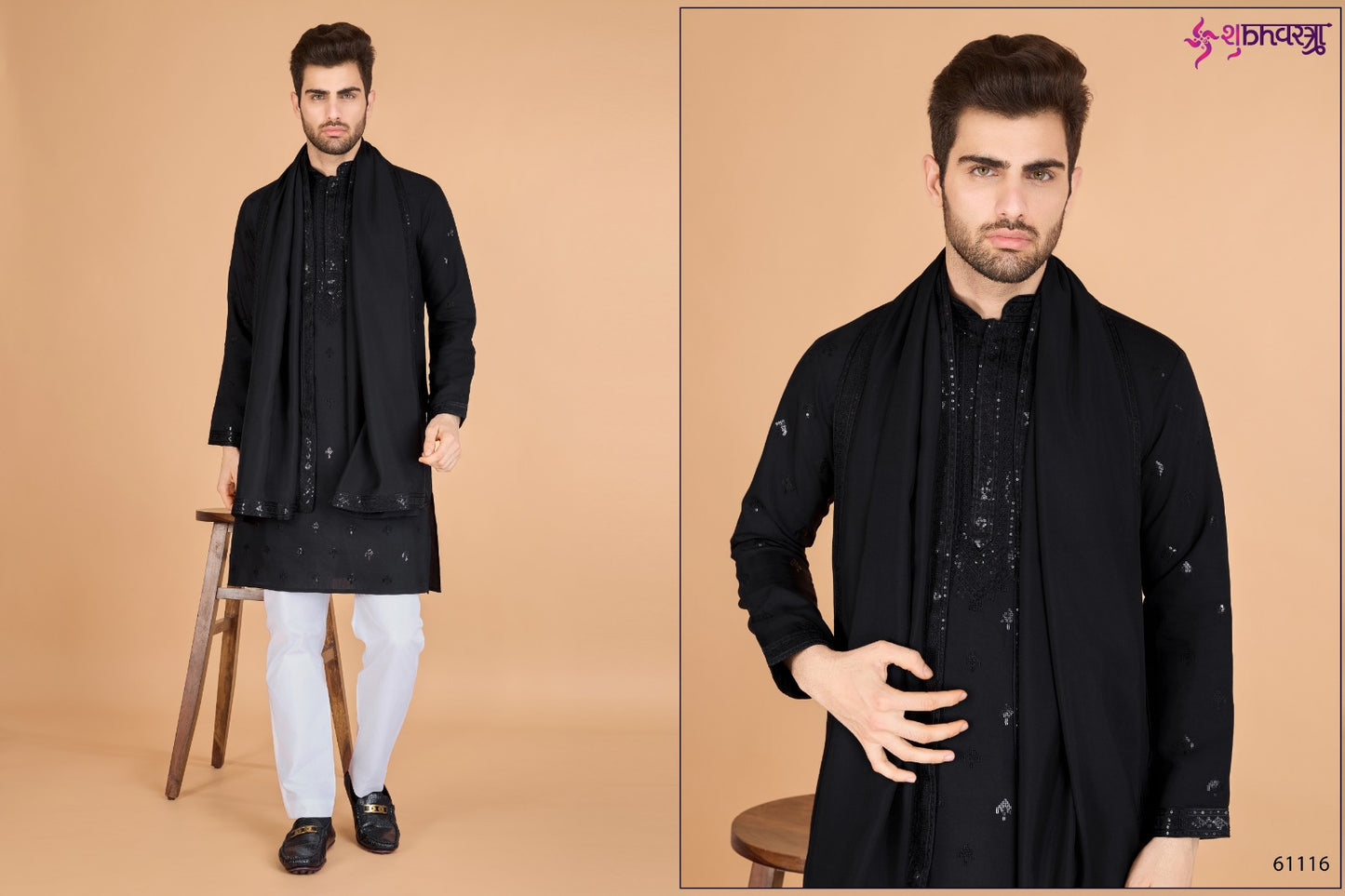 Raj Embroidered With Dupatta Shubhvastra Viscose Silk Mens Kurta Exporter Ahmedabad