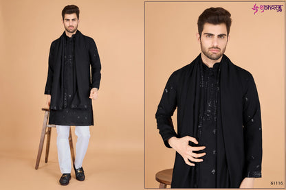 Raj Embroidered With Dupatta Shubhvastra Viscose Silk Mens Kurta Exporter Ahmedabad