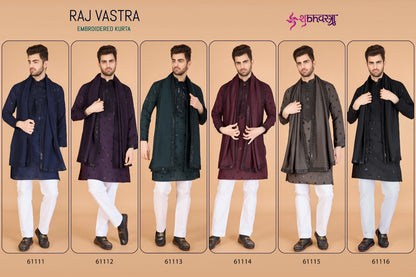 Raj Embroidered With Dupatta Shubhvastra Viscose Silk Mens Kurta Exporter Ahmedabad