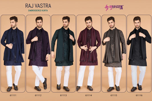 Raj Embroidered With Dupatta Shubhvastra Viscose Silk Mens Kurta Exporter Ahmedabad