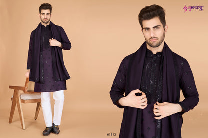 Raj Embroidered With Dupatta Shubhvastra Viscose Silk Mens Kurta Exporter Ahmedabad