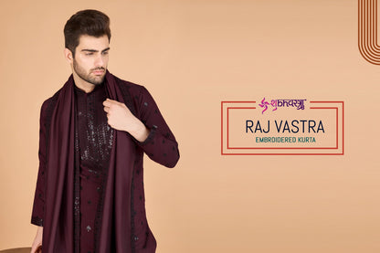 Raj Embroidered With Dupatta Shubhvastra Viscose Silk Mens Kurta Exporter Ahmedabad