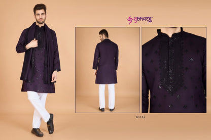 Raj Embroidered With Dupatta Shubhvastra Viscose Silk Mens Kurta Exporter Ahmedabad