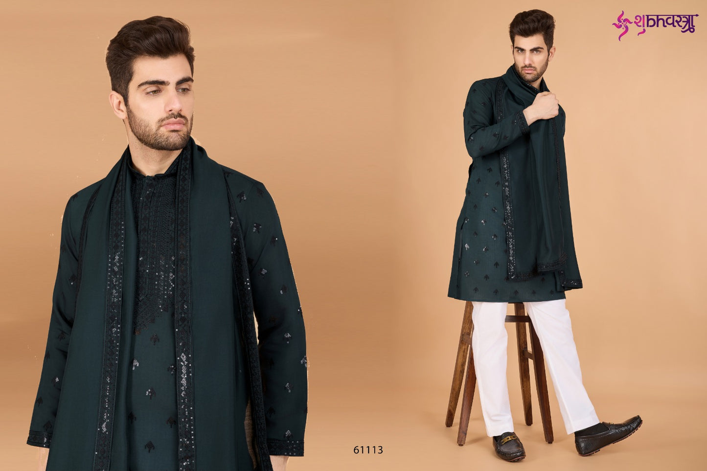 Raj Embroidered With Dupatta Shubhvastra Viscose Silk Mens Kurta Exporter Ahmedabad