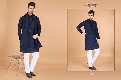 Raj Embroidered With Dupatta Shubhvastra Viscose Silk Mens Kurta Exporter Ahmedabad