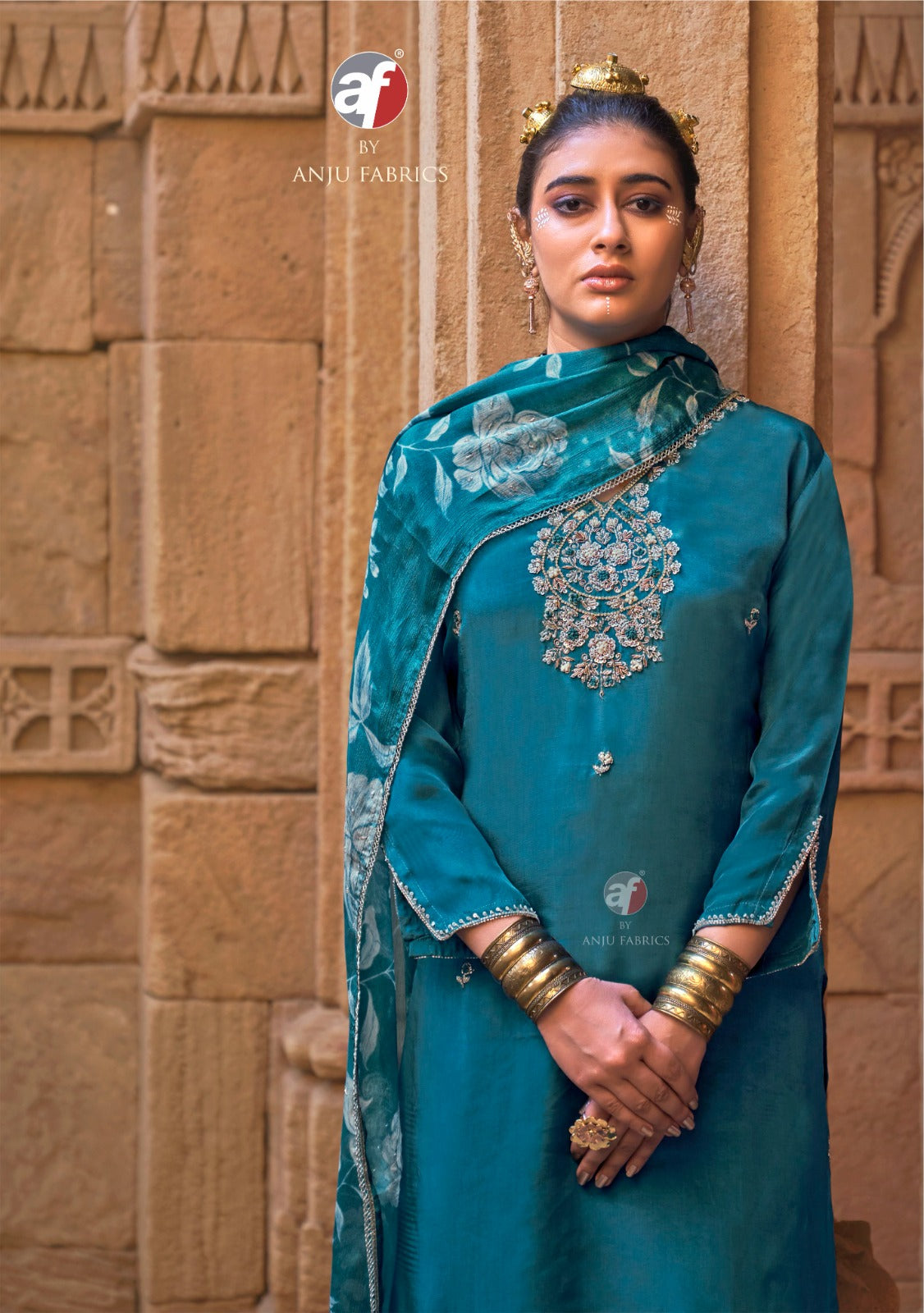 Raj Kothi Af Natural Crepe Readymade Pant Style Suits Manufacturer