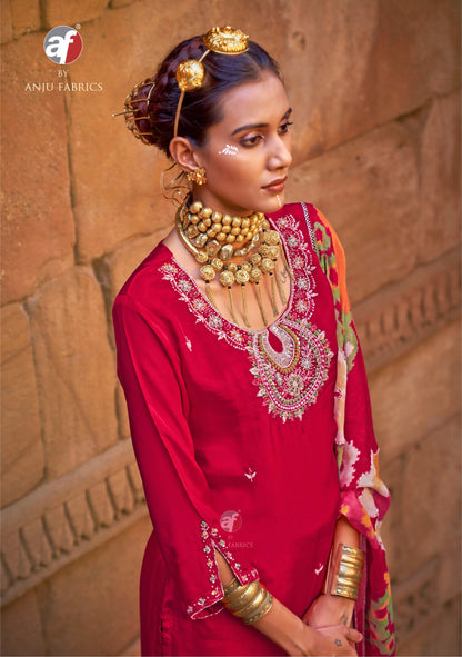 Raj Kothi Af Natural Crepe Readymade Pant Style Suits Manufacturer