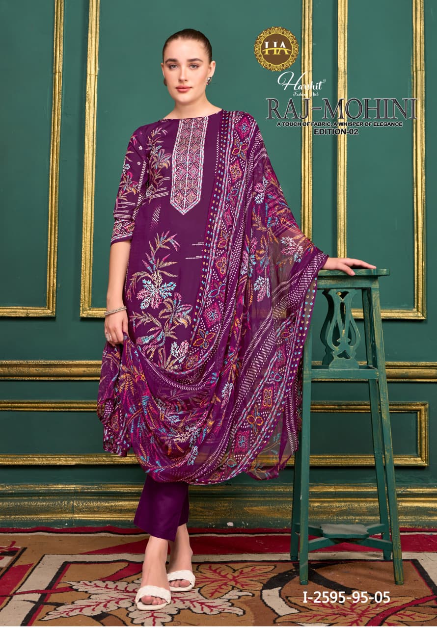Raj Mohini Edition 2 Harshit Fashion Cambric Karachi Salwar Suits Wholesaler