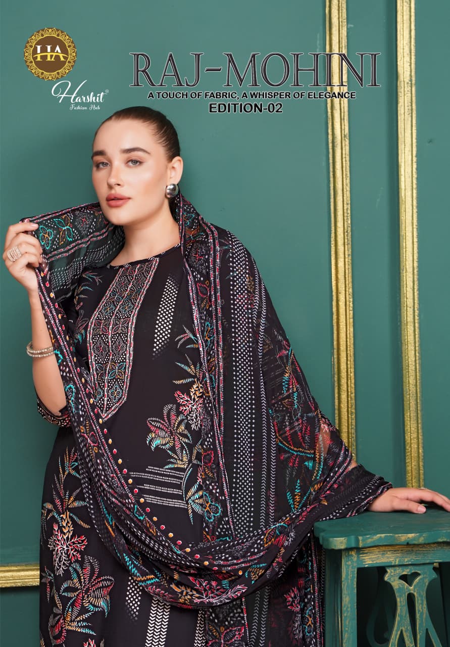 Raj Mohini Edition 2 Harshit Fashion Cambric Karachi Salwar Suits Wholesaler