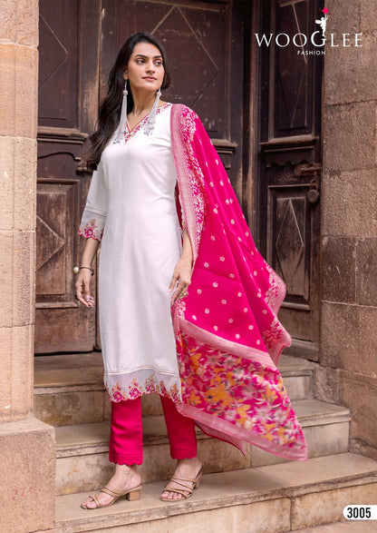 Rajrani Wooglee Viscose Weaving Readymade Pant Style Suits Supplier