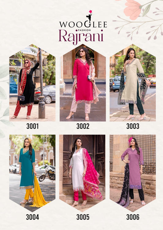 Rajrani Wooglee Viscose Weaving Readymade Pant Style Suits Supplier
