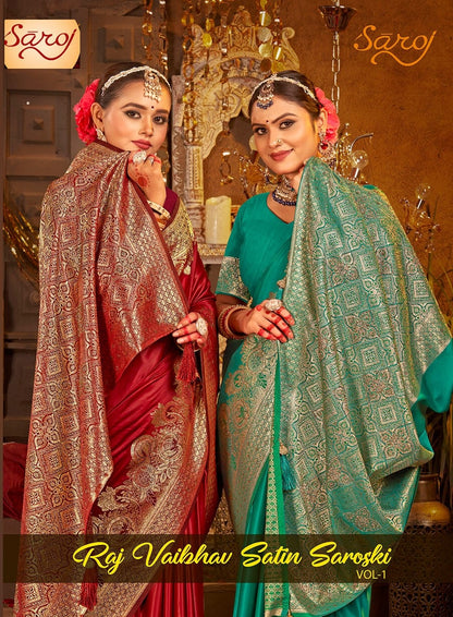 Rajvaibhav Sattin Swaroski Vol 1 Saroj Silk Sarees Wholesaler