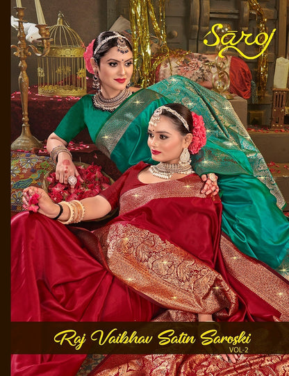 Rajvaibhav Sattin Swaroski Vol 2 Saroj Silk Sarees Wholesale Rate