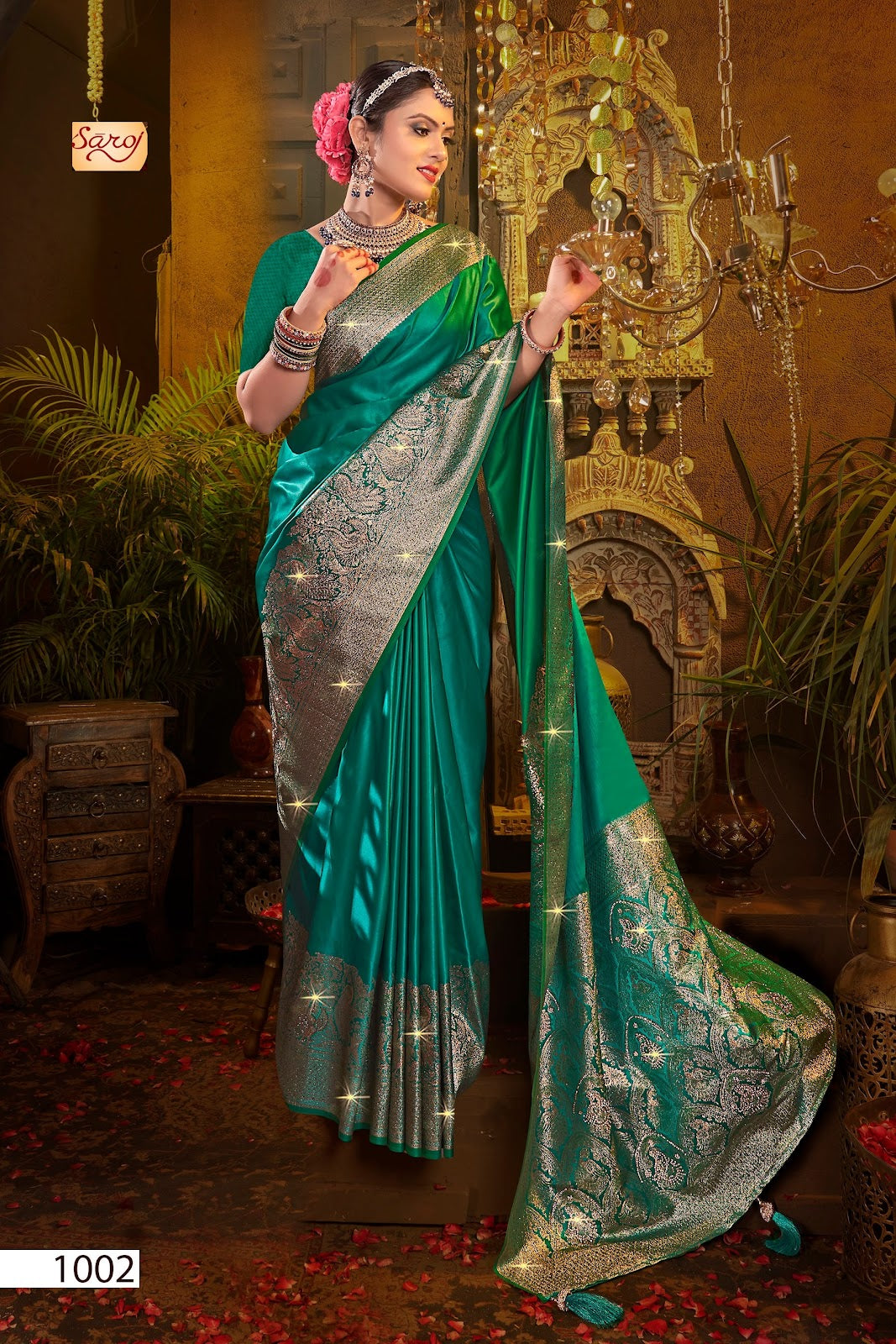 Rajvaibhav Sattin Swaroski Vol 2 Saroj Silk Sarees Wholesale Rate