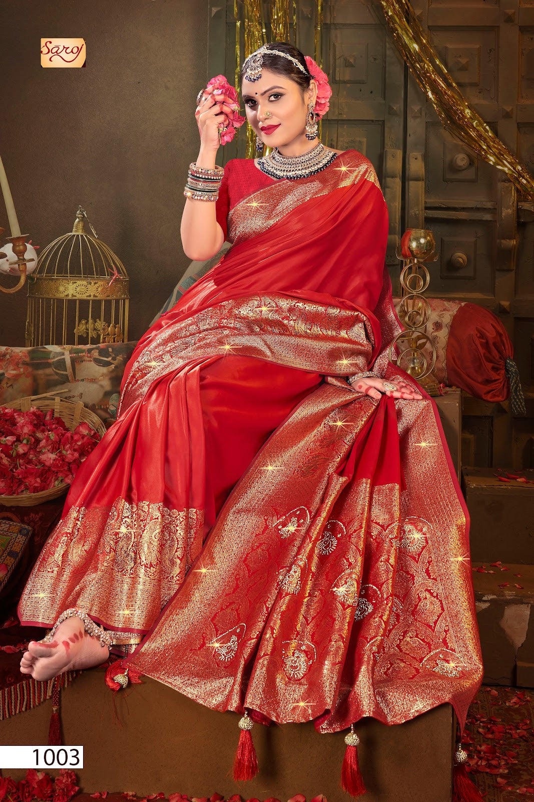 Rajvaibhav Sattin Swaroski Vol 2 Saroj Silk Sarees Wholesale Rate