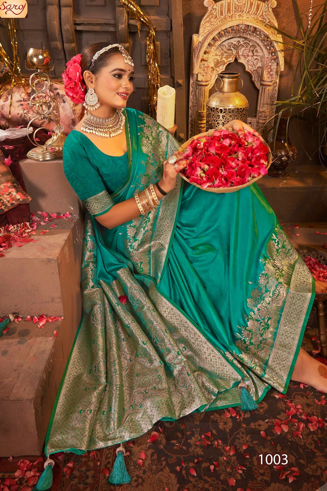 Rajvaibhav Sattin Swaroski Vol 3 Saroj Silk Sarees Manufacturer Ahmedabad