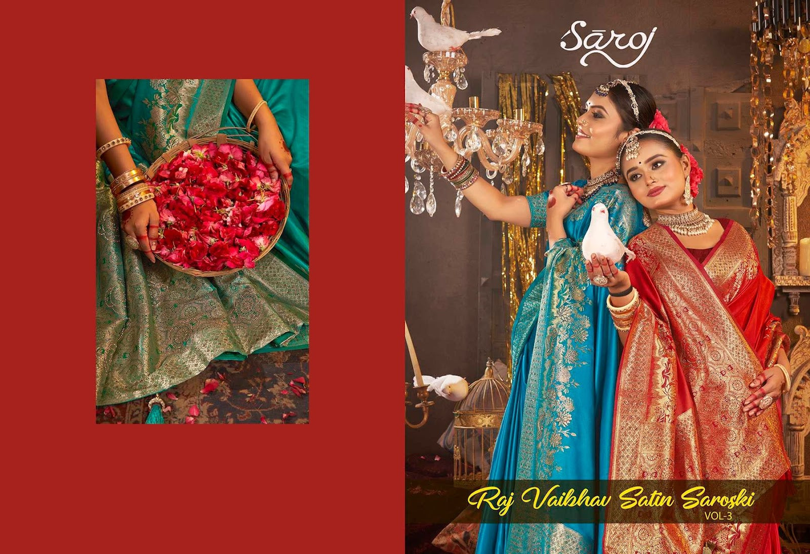Rajvaibhav Sattin Swaroski Vol 3 Saroj Silk Sarees Manufacturer Ahmedabad