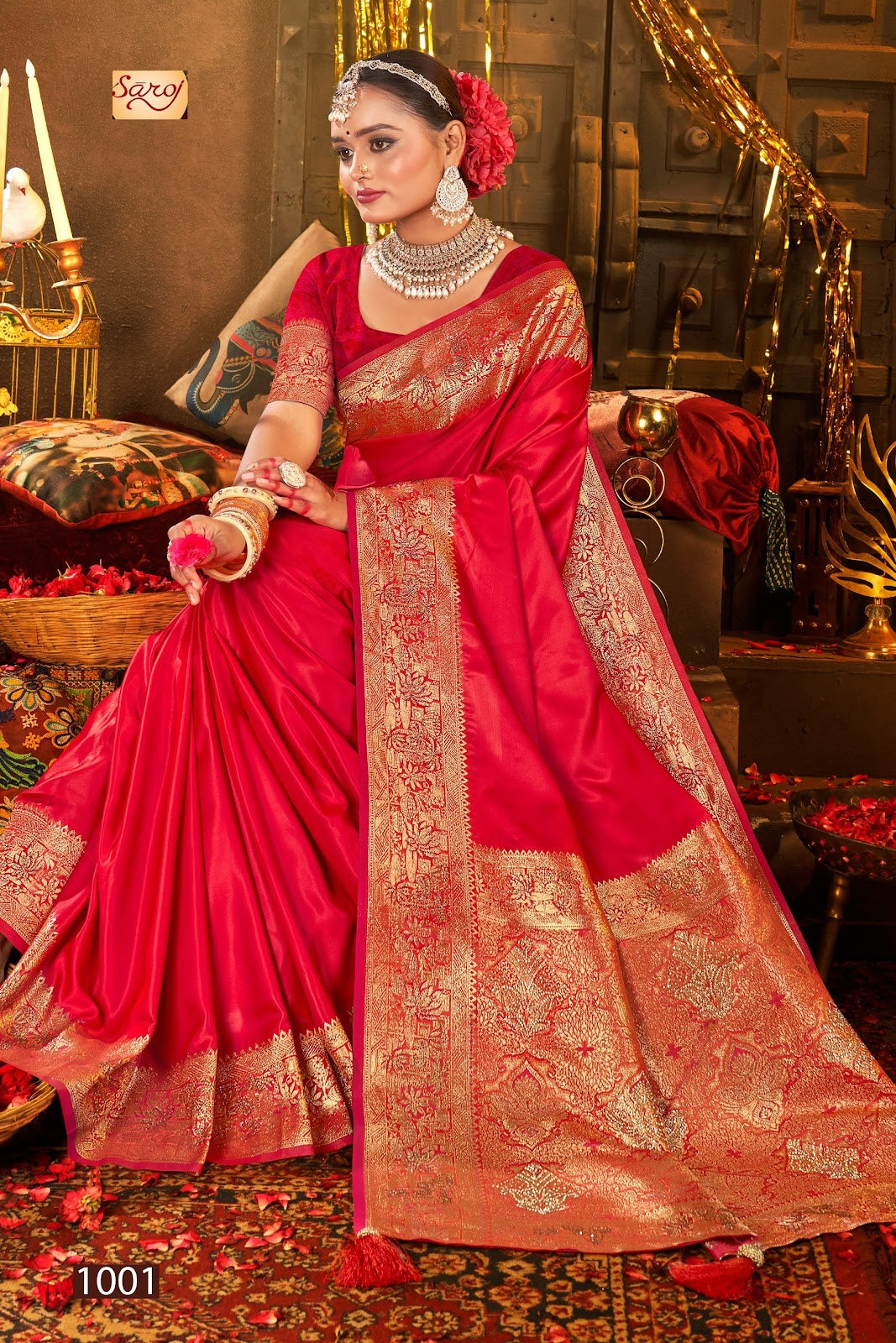 Rajvaibhav Sattin Swaroski Vol 4 Saroj Silk Sarees Supplier Ahmedabad