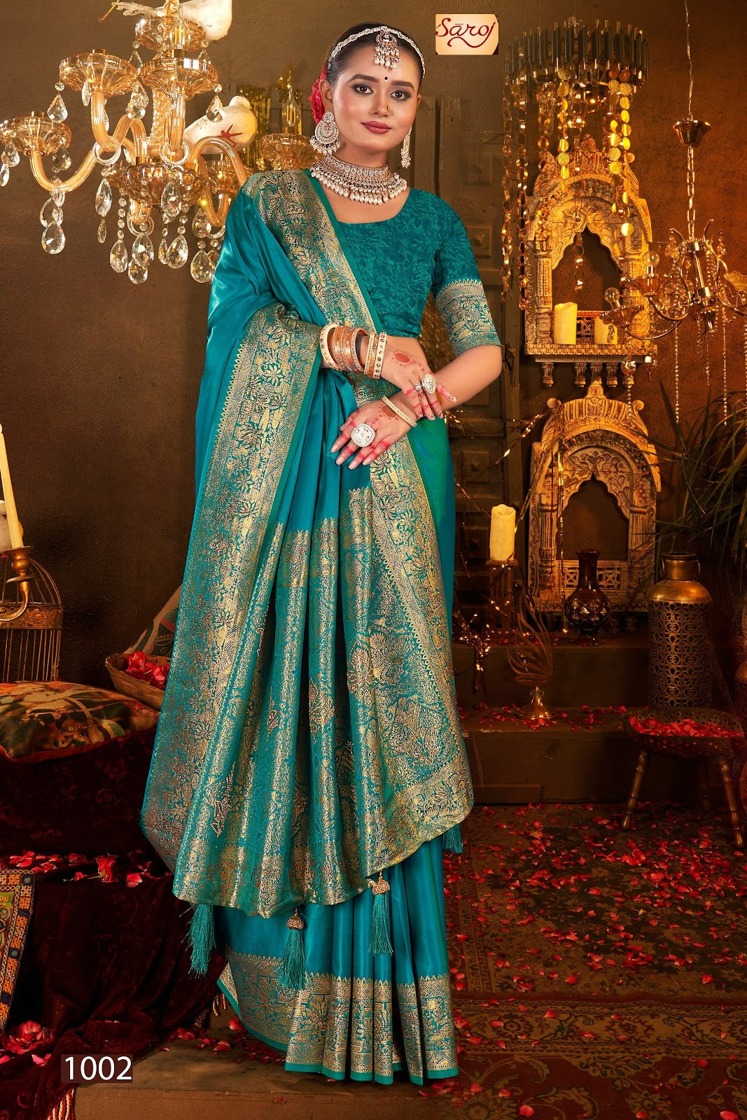 Rajvaibhav Sattin Swaroski Vol 4 Saroj Silk Sarees Supplier Ahmedabad