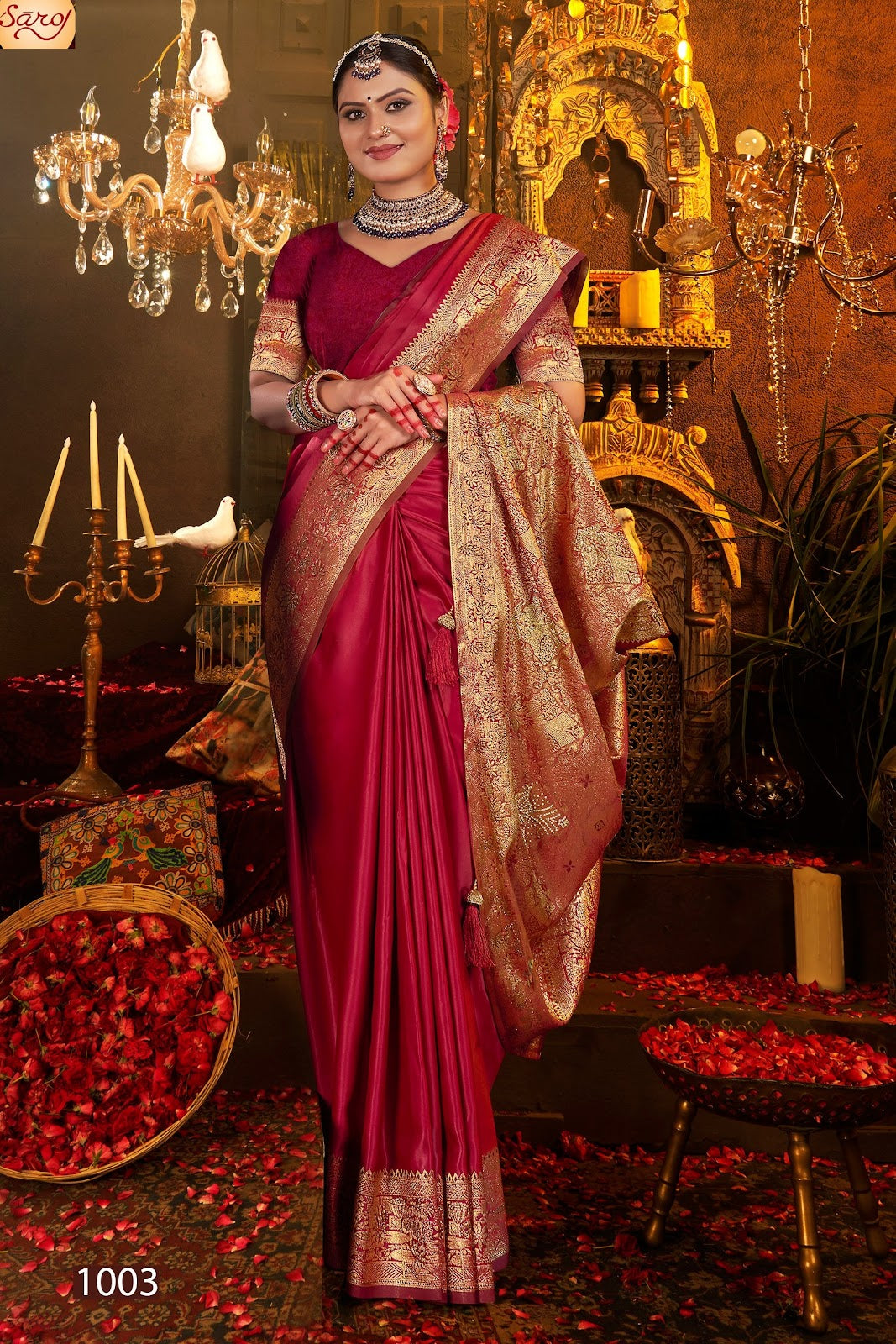 Rajvaibhav Sattin Swaroski Vol 4 Saroj Silk Sarees Supplier Ahmedabad