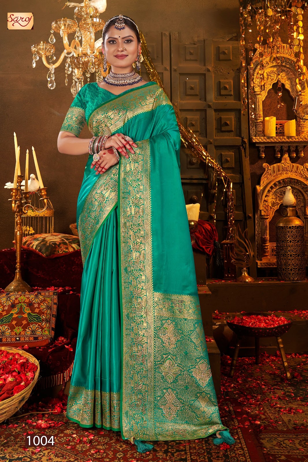 Rajvaibhav Sattin Swaroski Vol 4 Saroj Silk Sarees Supplier Ahmedabad