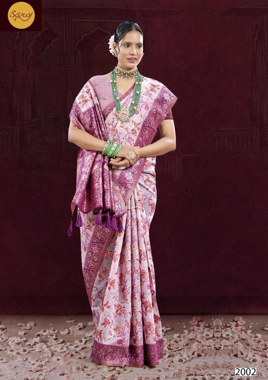 Rajvanshi 2 Saroj Pure Linen Sarees Manufacturer Gujarat