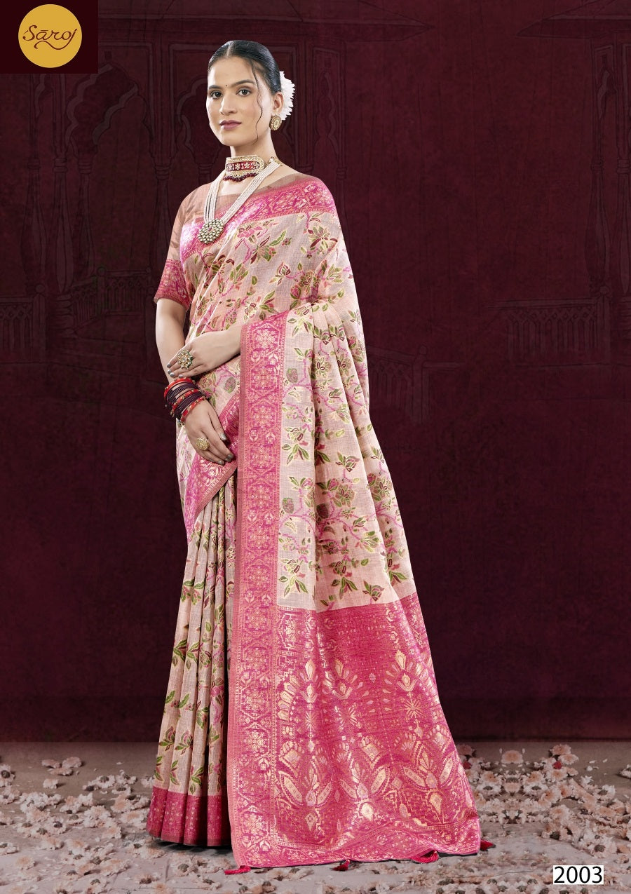 Rajvanshi 2 Saroj Pure Linen Sarees Manufacturer Gujarat