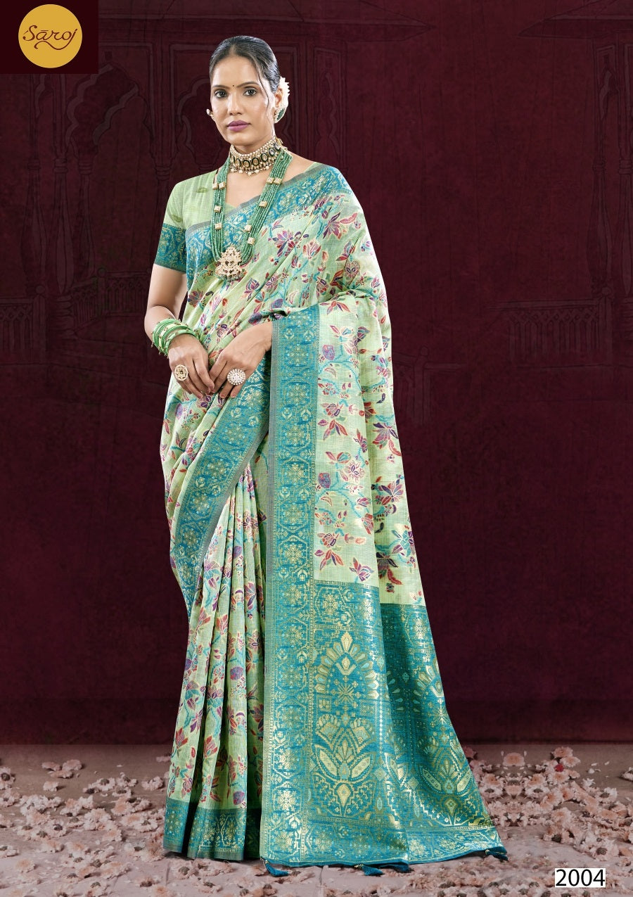 Rajvanshi 2 Saroj Pure Linen Sarees Manufacturer Gujarat