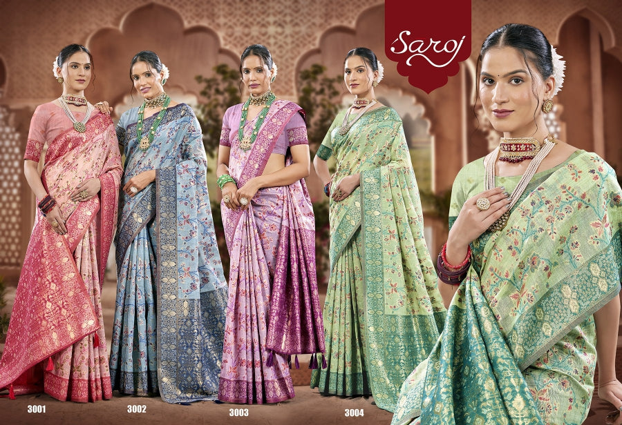 Rajvanshi 3 Saroj Pure Linen Sarees Exporter Gujarat