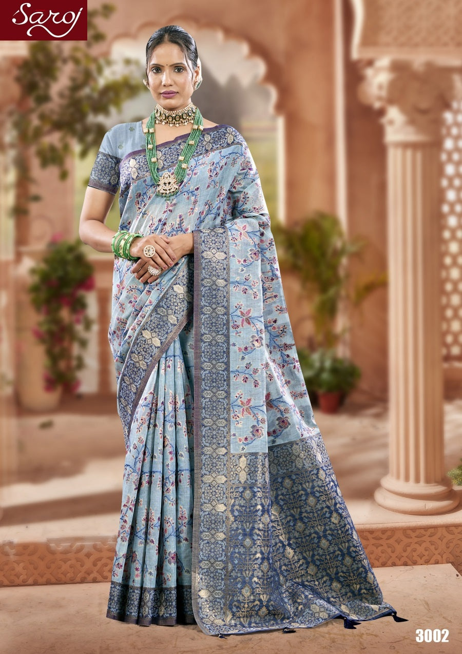 Rajvanshi 3 Saroj Pure Linen Sarees Exporter Gujarat