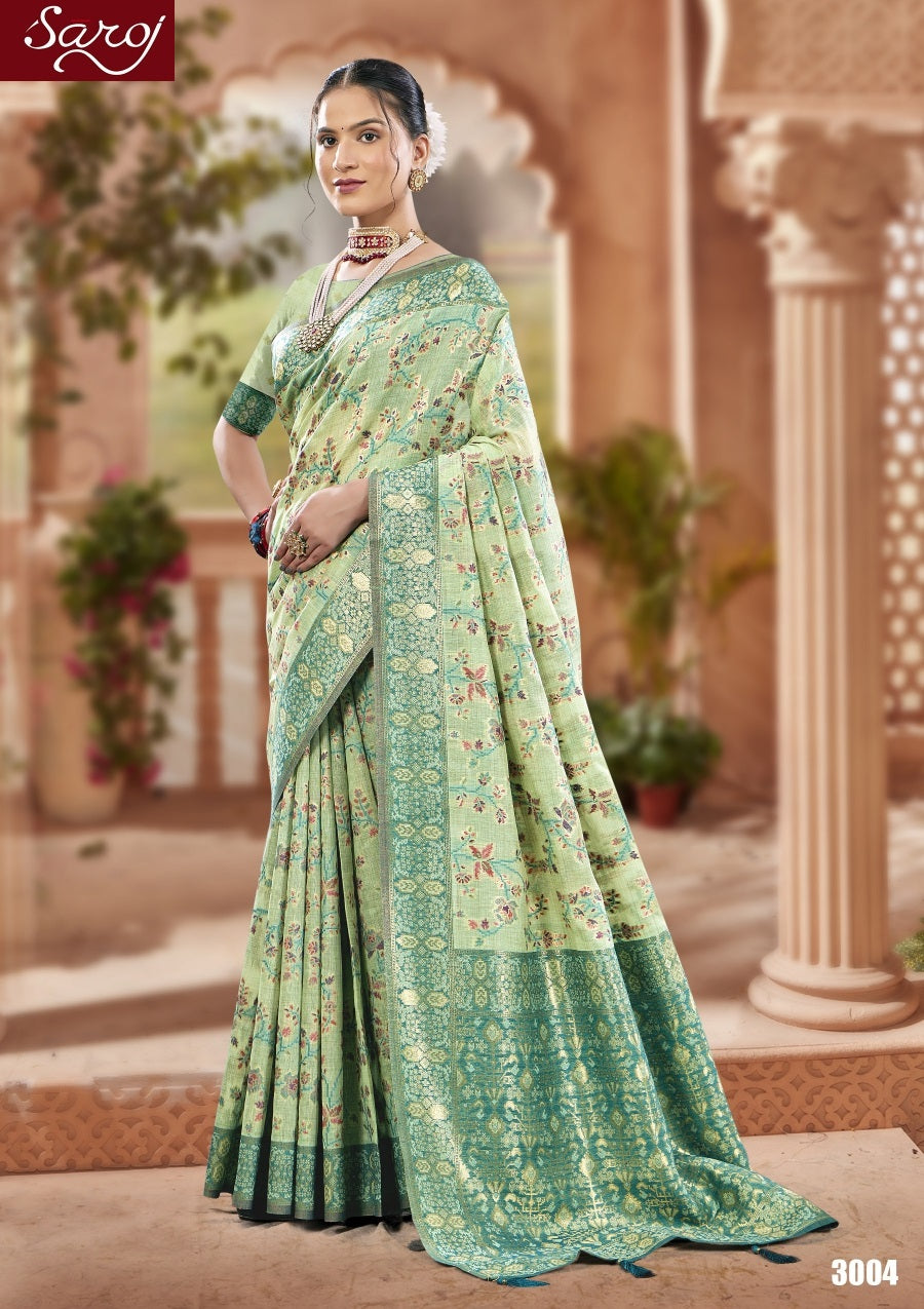 Rajvanshi 3 Saroj Pure Linen Sarees Exporter Gujarat