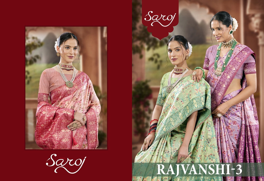 Rajvanshi 3 Saroj Pure Linen Sarees Exporter Gujarat