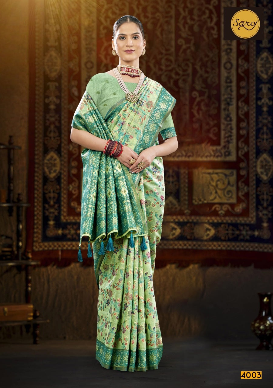 Rajvanshi 4 Saroj Pure Linen Sarees Supplier Gujarat