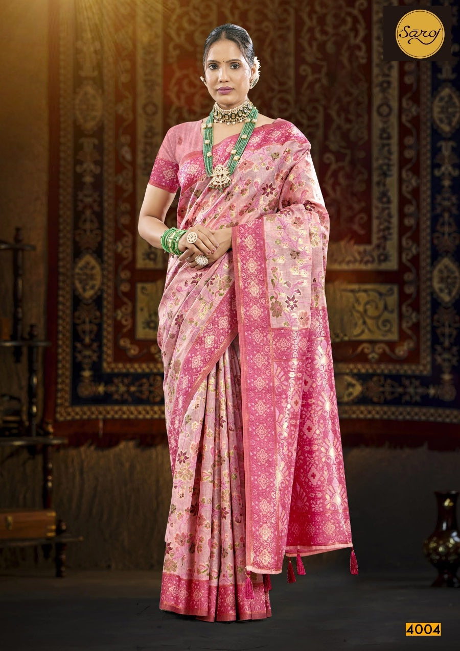 Rajvanshi 4 Saroj Pure Linen Sarees Supplier Gujarat