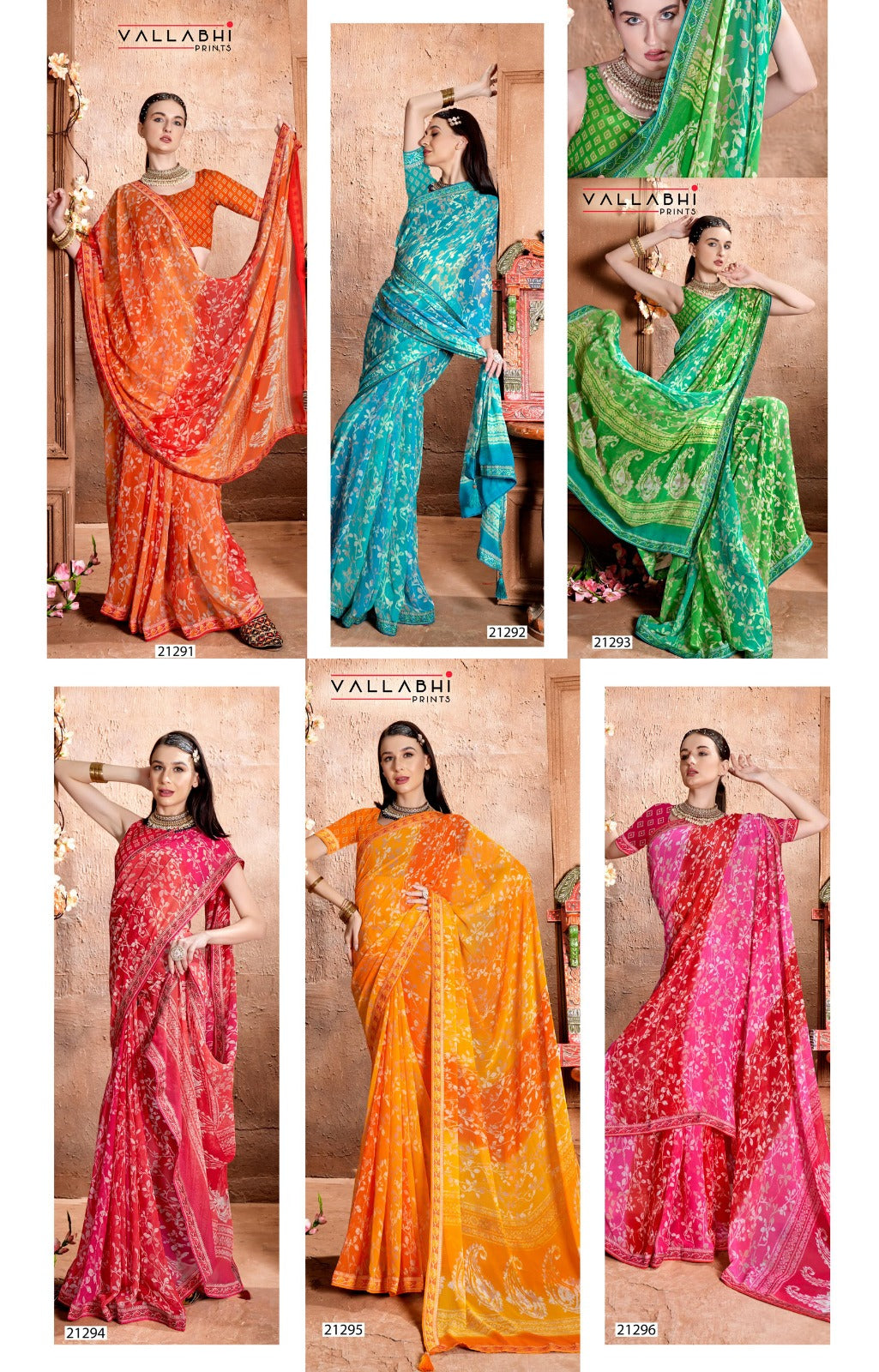 Rajvanshi Vol 5 Vallabhi Prints Georgette Sarees Exporter Ahmedabad