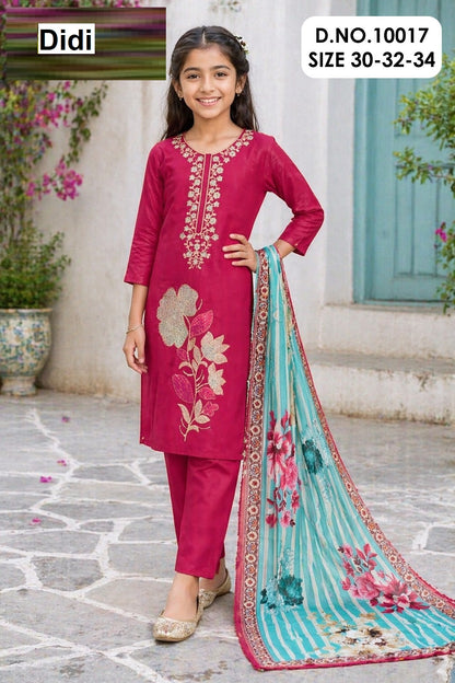 Rajvi 1 Dn 10017 Didi Roman Glass Girls Readymade Pant Suits Wholesale Price