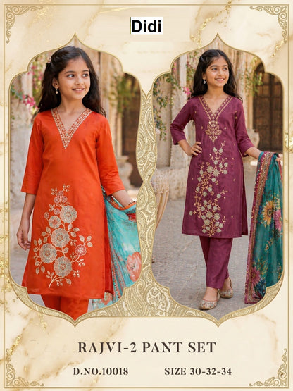Rajvi 2 Dn 10018 Didi Roman Glass Girls Readymade Pant Suits Manufacturer India