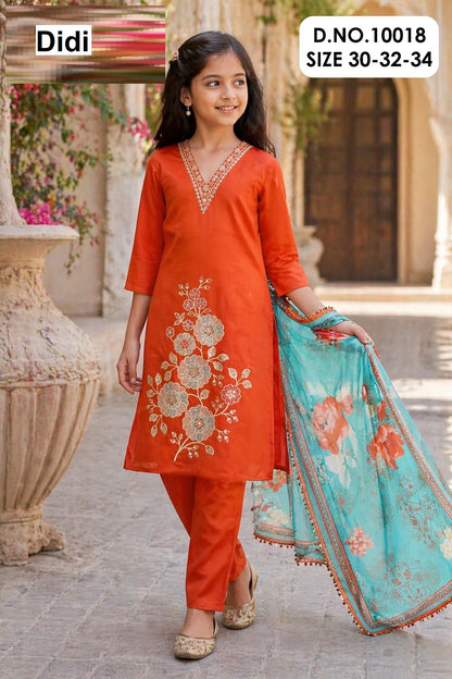 Rajvi 2 Dn 10018 Didi Roman Glass Girls Readymade Pant Suits Manufacturer India