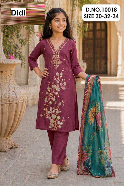 Rajvi 2 Dn 10018 Didi Roman Glass Girls Readymade Pant Suits Manufacturer India