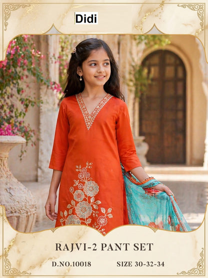 Rajvi 2 Dn 10018 Didi Roman Glass Girls Readymade Pant Suits Manufacturer India