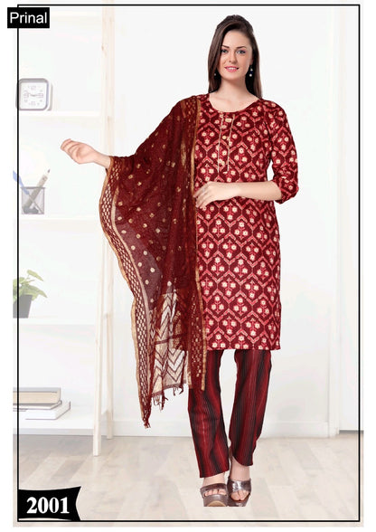 Rajvi 2 Prinal Cotton Silk Readymade Pant Style Suits Manufacturer Gujarat