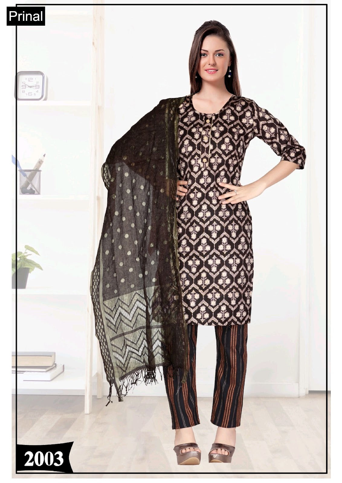 Rajvi 2 Prinal Cotton Silk Readymade Pant Style Suits Manufacturer Gujarat