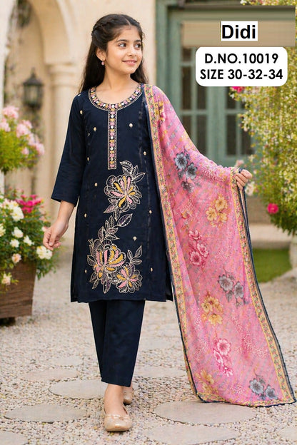 Rajvi 3 Dn 10019 Didi Roman Glass Girls Readymade Pant Suits Supplier India