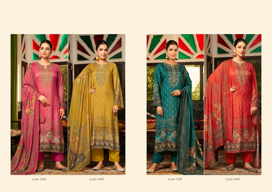 Rajvi Rupali Viscose Muslin Pant Style Suits Wholesale